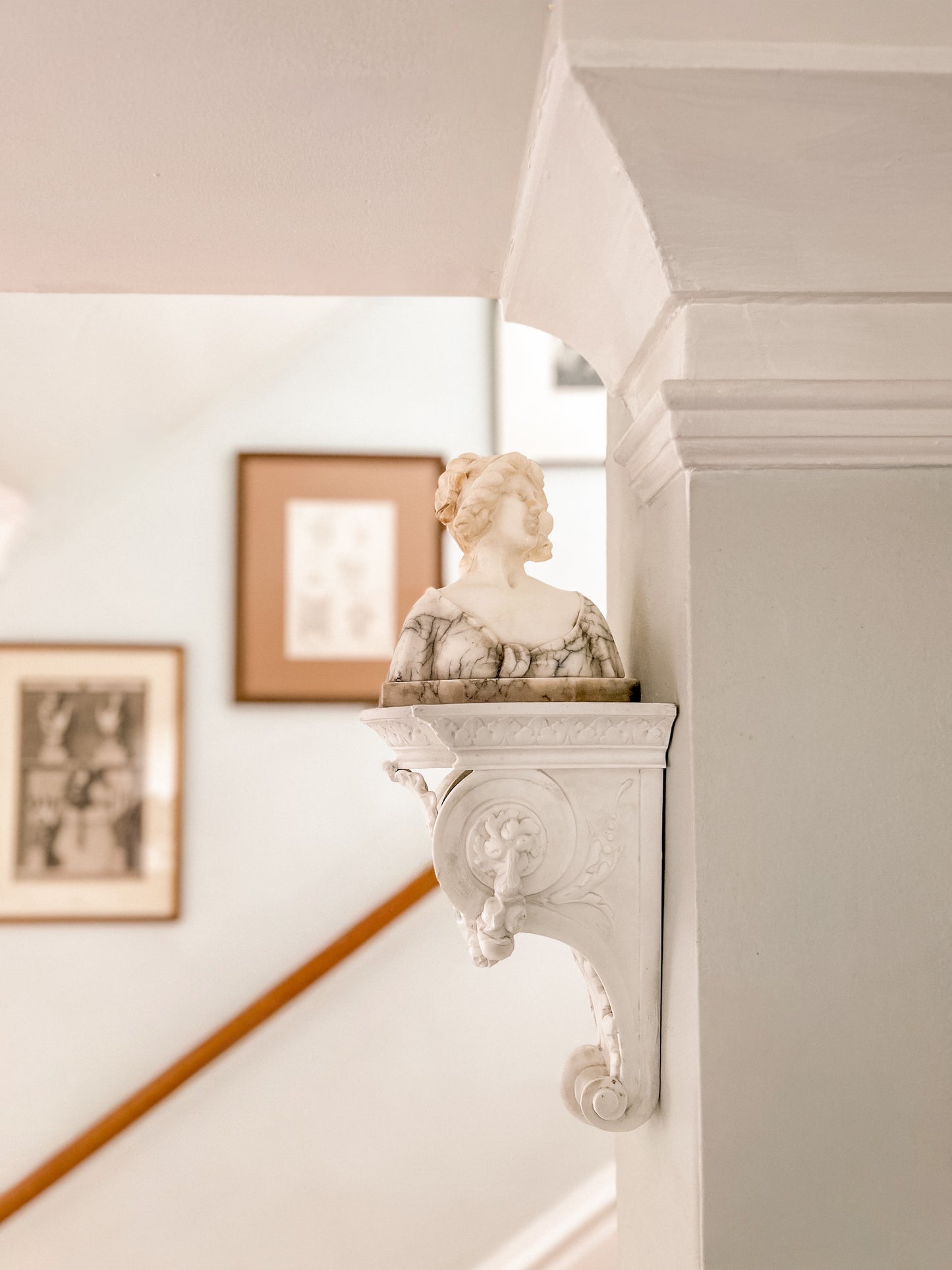 Antique Italian Alabaster Bust | Woman with Bows