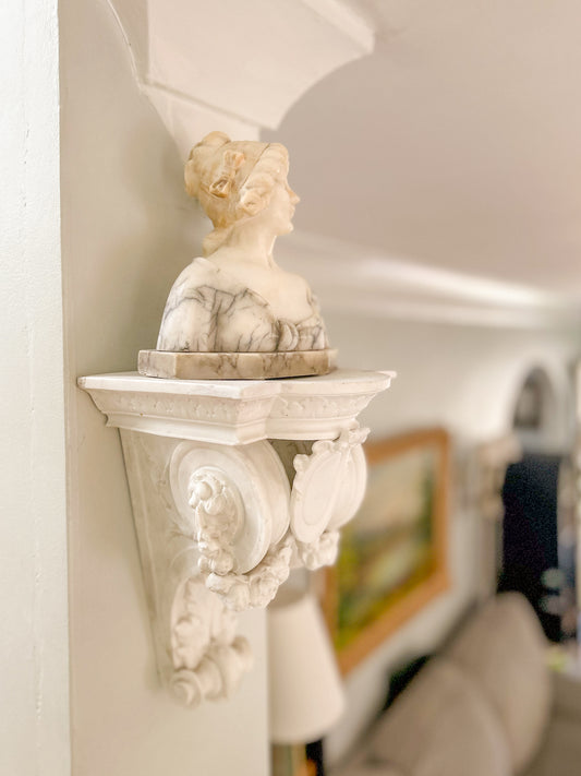 Antique Italian Alabaster Bust | Woman with Bows