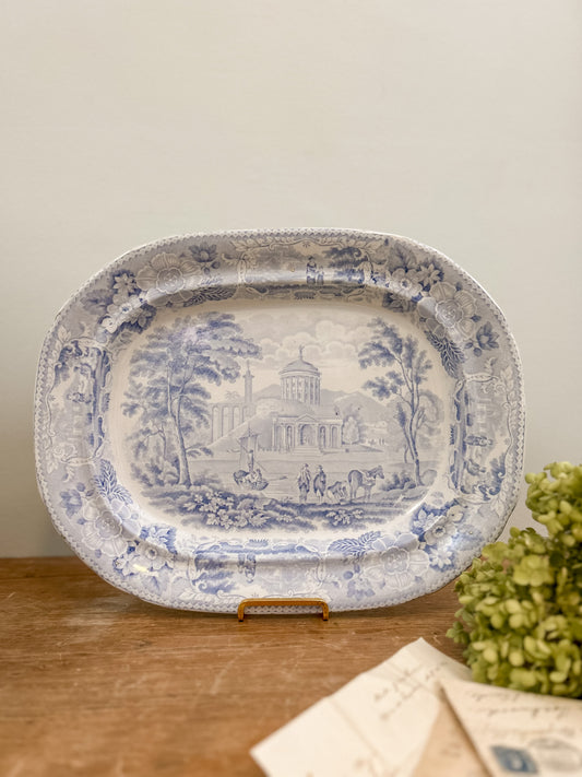 19th c. Blue & White Platter | Italian Scenery