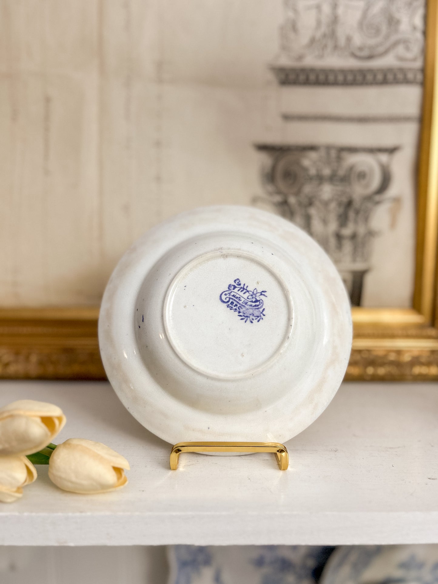Asiatic Pheasant Blue-Purple Transferware Shallow Bowl