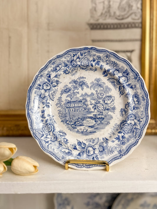 Cork Edge & Malk Royal Cottage Blue Transferware Plate (Dinner Plate)