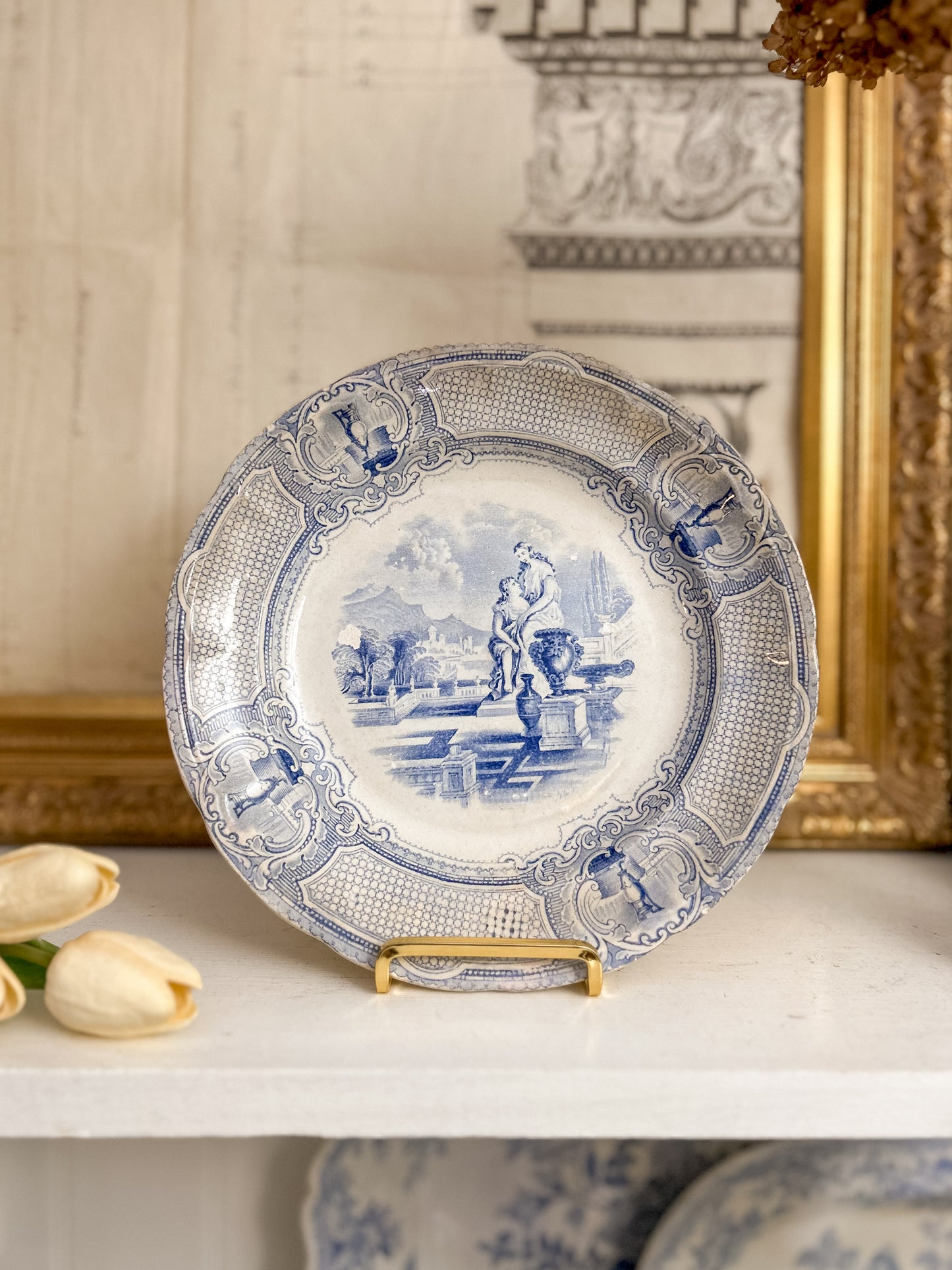 Brown Westhead Moore “Athena” Pattern Blue Transferware Plate