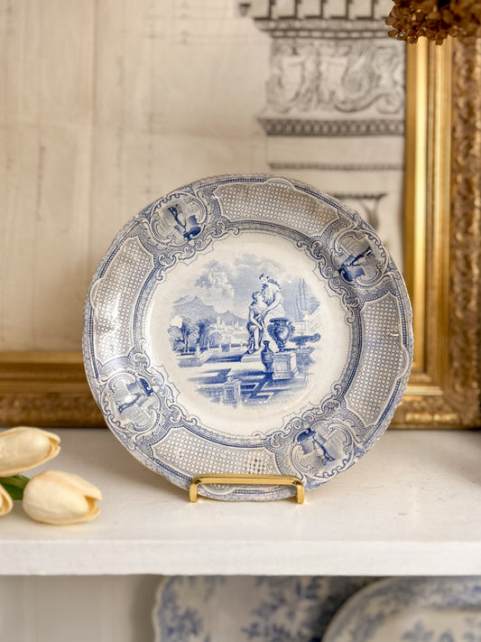 Brown Westhead Moore “Athena” Pattern Blue Transferware Plate
