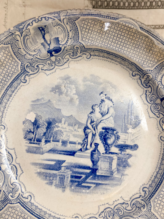Brown Westhead Moore “Athena” Pattern Blue Transferware Plate