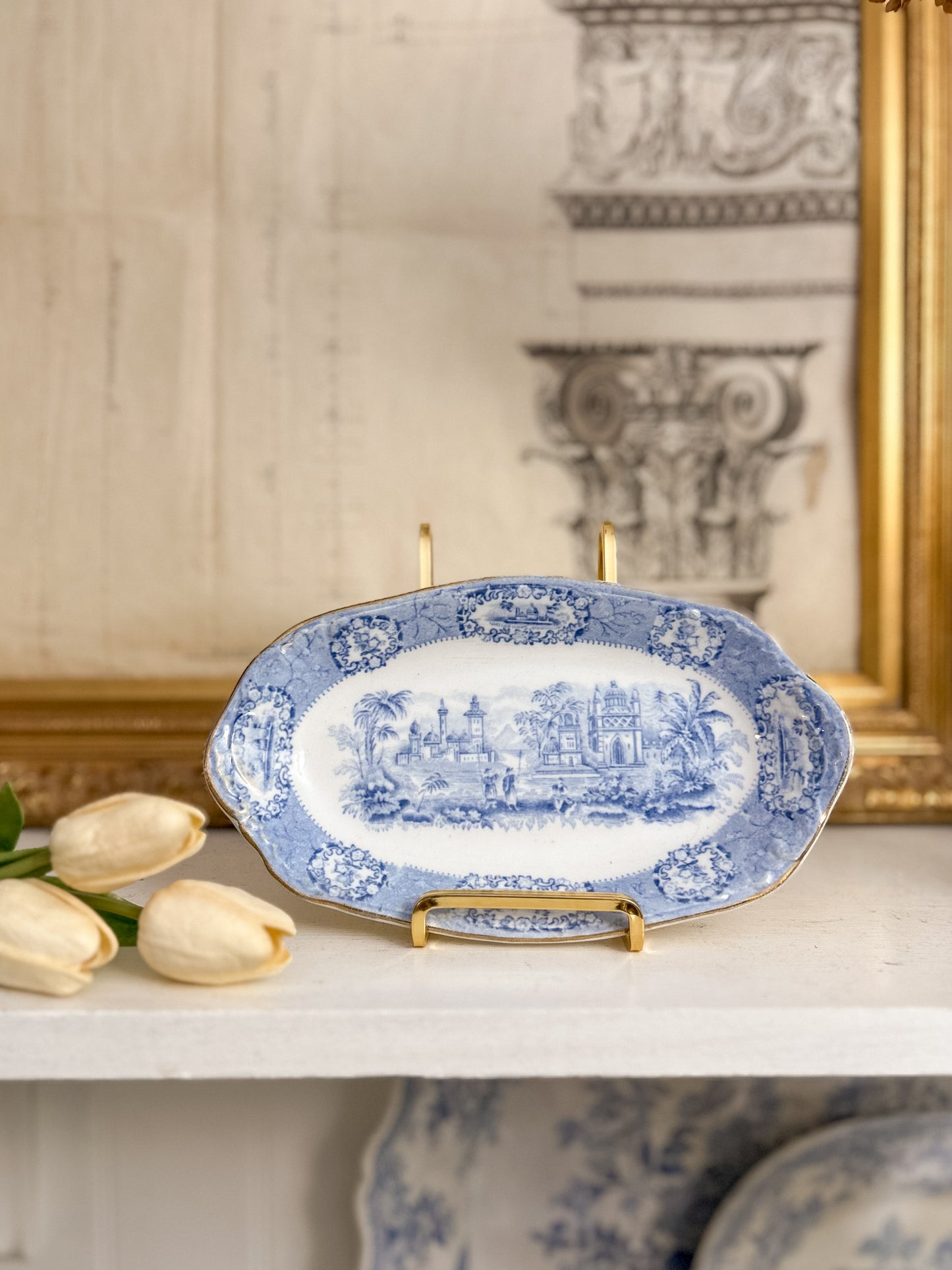 Ridgways “Oriental” Pattern Staffordshire Blue Transferware Relish Dish