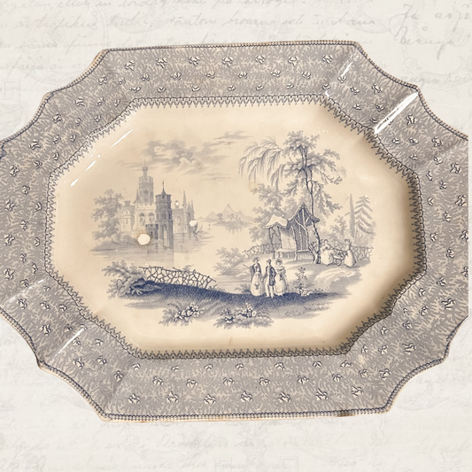 Antique Waverly Platter | Blue & White Transferware