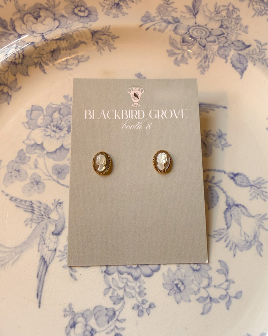 14K Yellow Gold Filled Pair of Cameo Earrings