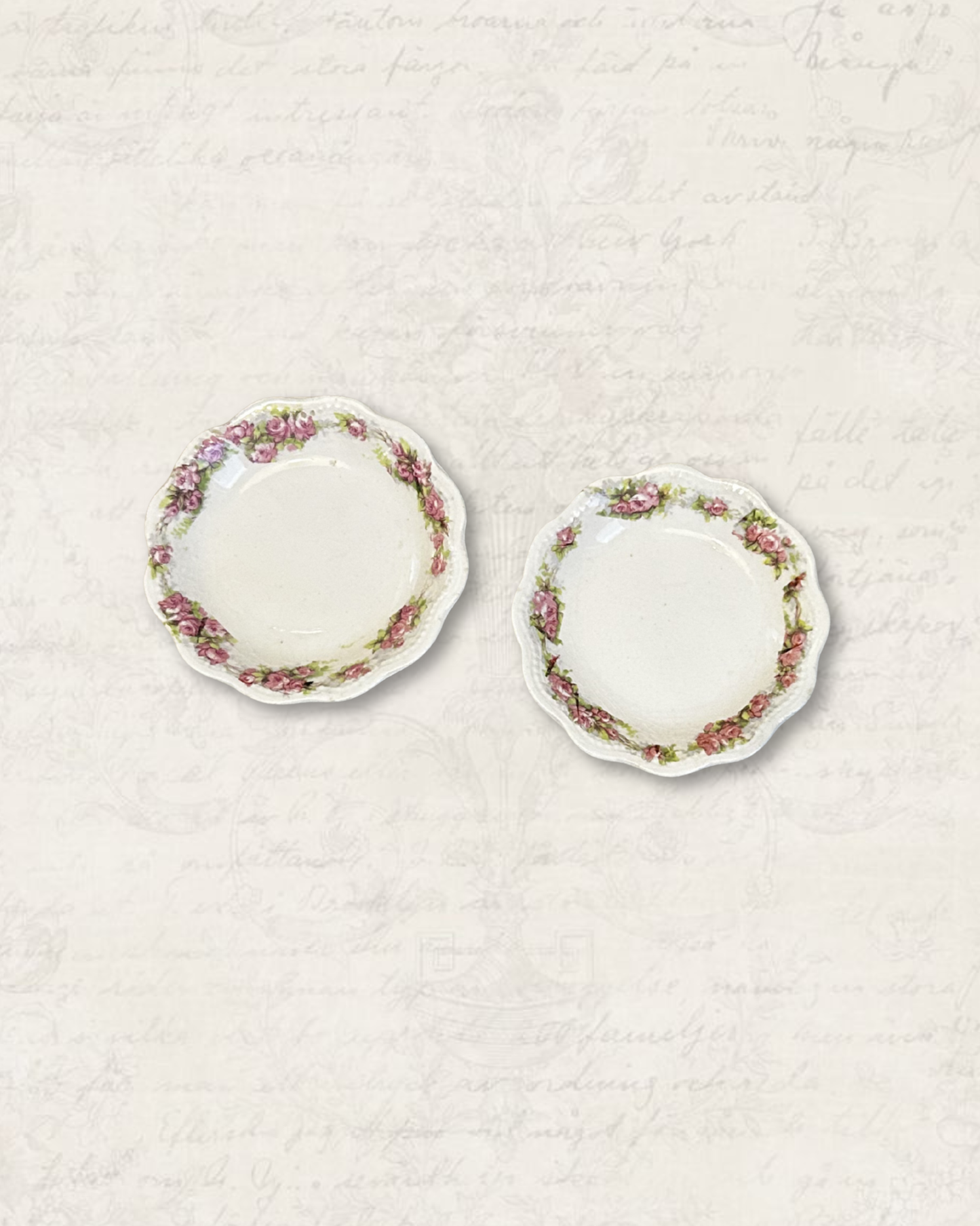 Antique Butter Pats with Floral Rim