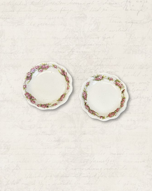 Antique Butter Pats with Floral Rim