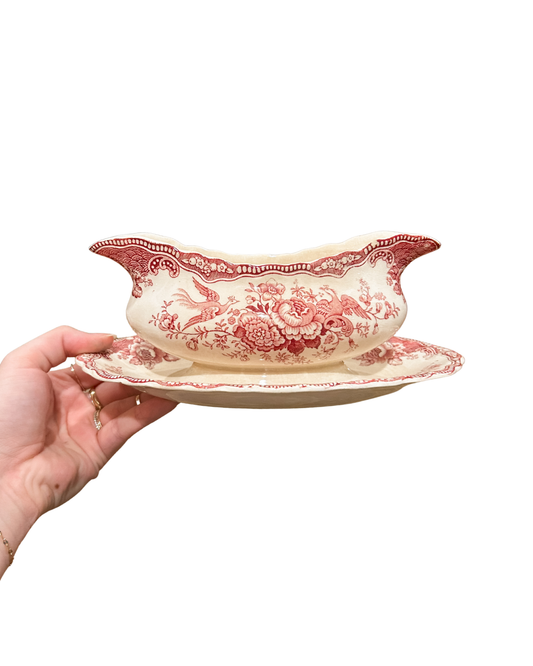 Asiatic Pheasant Red Bristol Gravy Dish